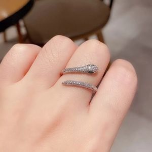 925 Sterling Silver Plated Zircon Micro Inlaid snake Ring